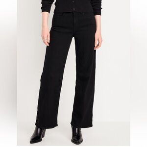 High-Waisted Wow Wide-Leg Jeans Black Size 10